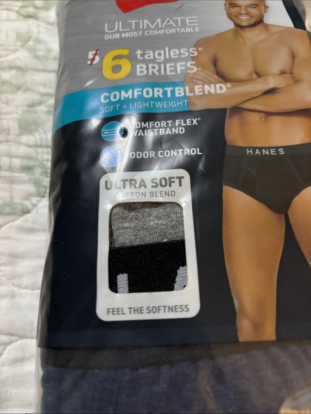 Hanes Men's ComfortBlend Gray Briefs - 6 Pack brand new original bag size medium